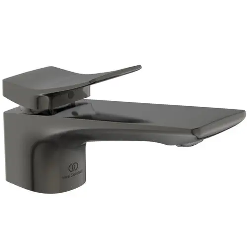 Waschtischarmatur in Magnetic Grey von Ideal Standard, mit einer flachen Hebelbedienung und einem schlanken Design.
